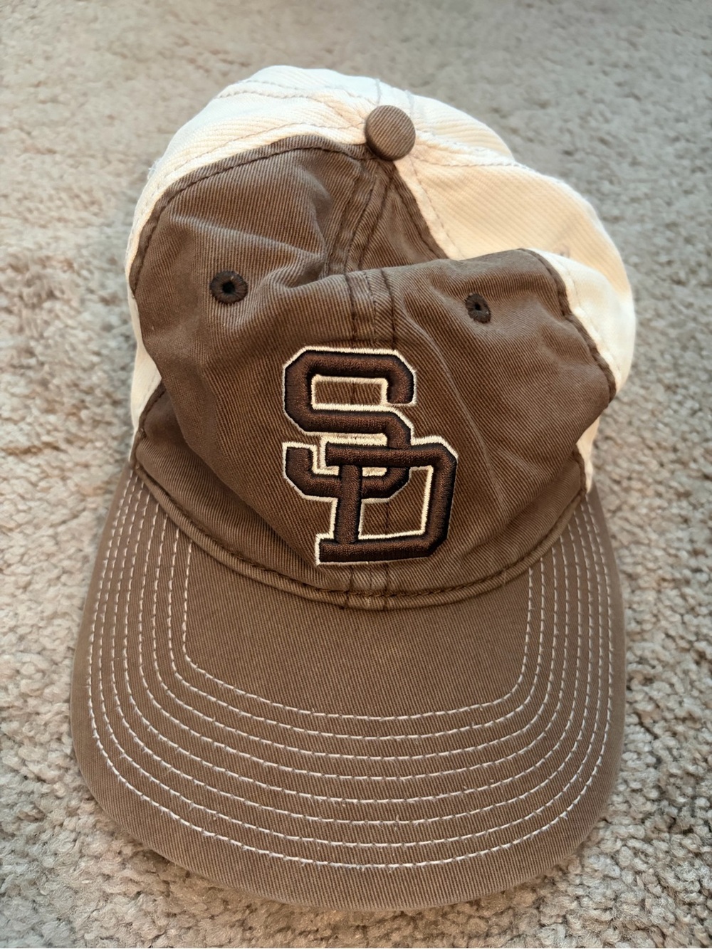 Vtg New Era SAN DIEGO PADRES Cooperstown Brown Strapback Hat Cap Corduroy